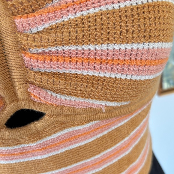 American Eagle Outfitters retro pink/orange/tan Striped knit Crop Top - Picture 5 of 6